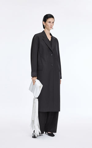 Trench Coat / JNBY Longline Trench Coat with Back Vent Black-1
