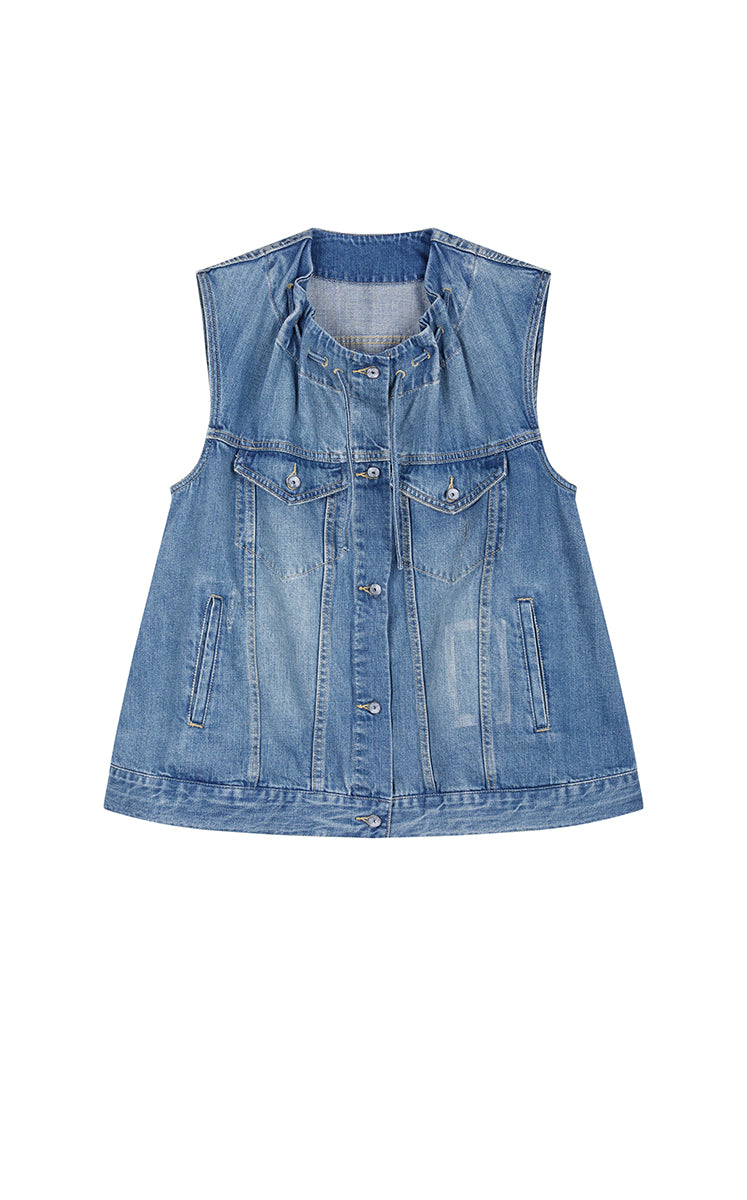 Vest / JNBY Drawstring Denim Mid-Length Vest