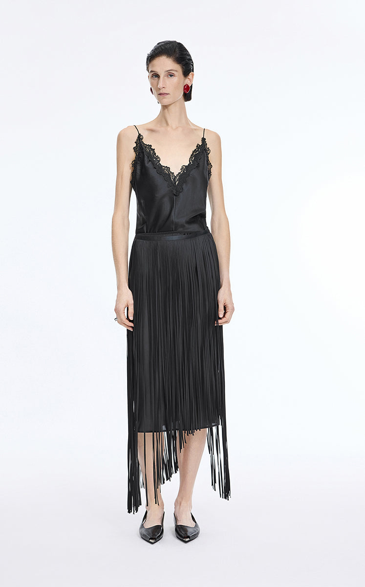 Vest / JNBY Lace Trim Acetate Blend Camisole Tank Black