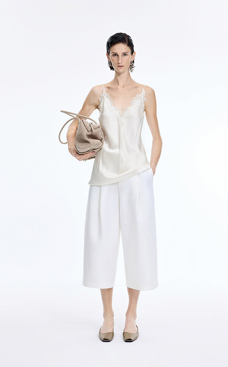 Vest / JNBY Lace Trim Acetate Blend Camisole Tank Light Beige