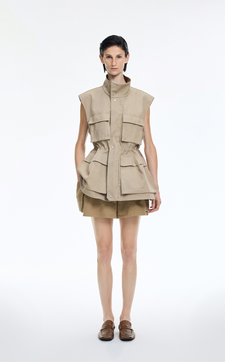 Vest / JNBY Long Cotton Utility Vest Yellow Kahaki
