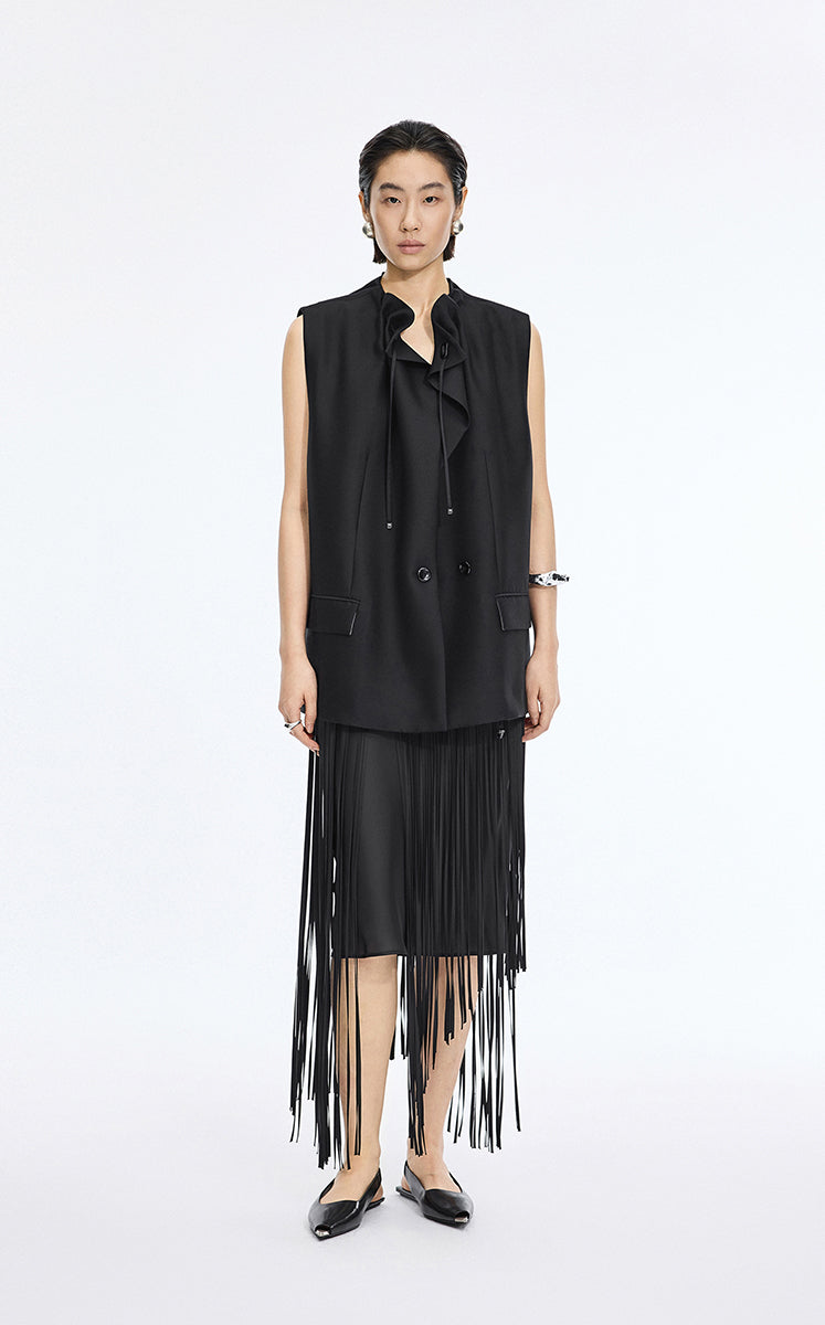 Vest / JNBY Sculptural Drawstring Neckline Vest Black