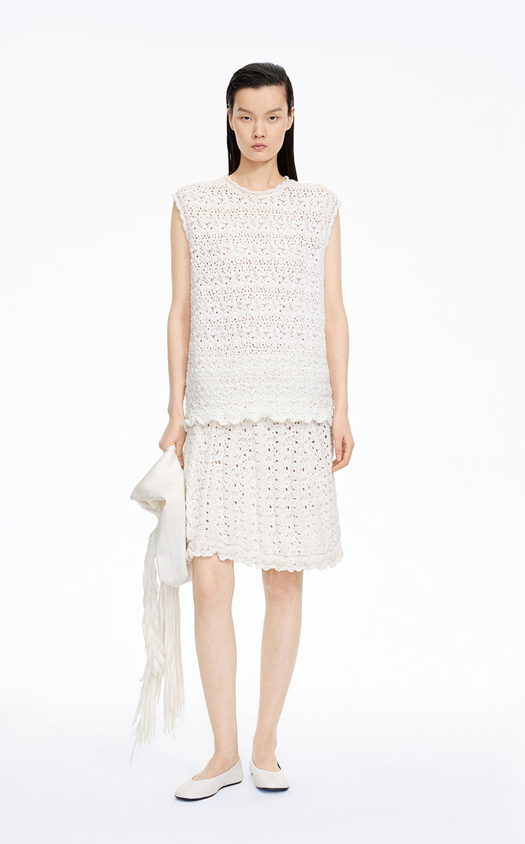 Vest / JNBY T-shaped Textured Stretch Knit Vest White
