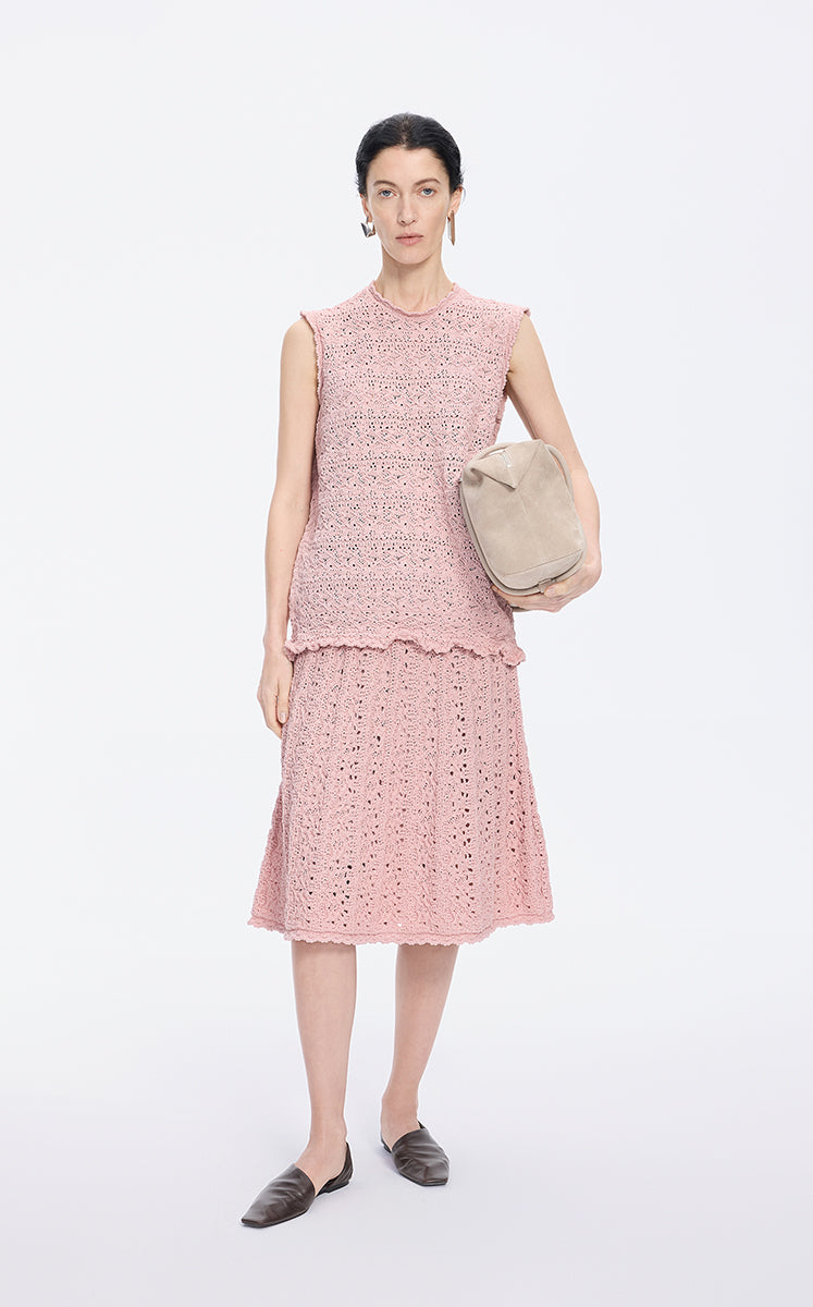 Vest / JNBY T-shaped Textured Stretch Knit Vest Grey-Pink
