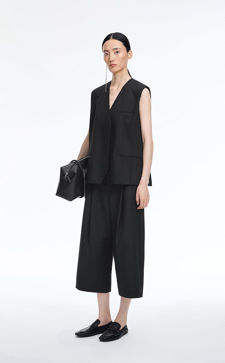 Vest / JNBY V-Neck Jacquard Mid-Length Vest
