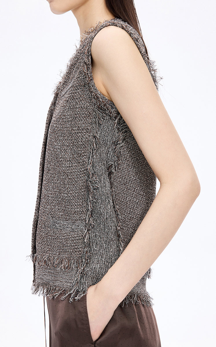 Vest / JNBY Cotton Knit Layering Vest Brown Marl-2