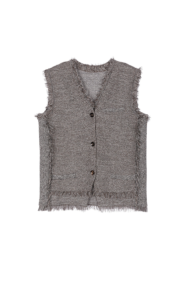 Vest / JNBY Cotton Knit Layering Vest Brown Marl-2