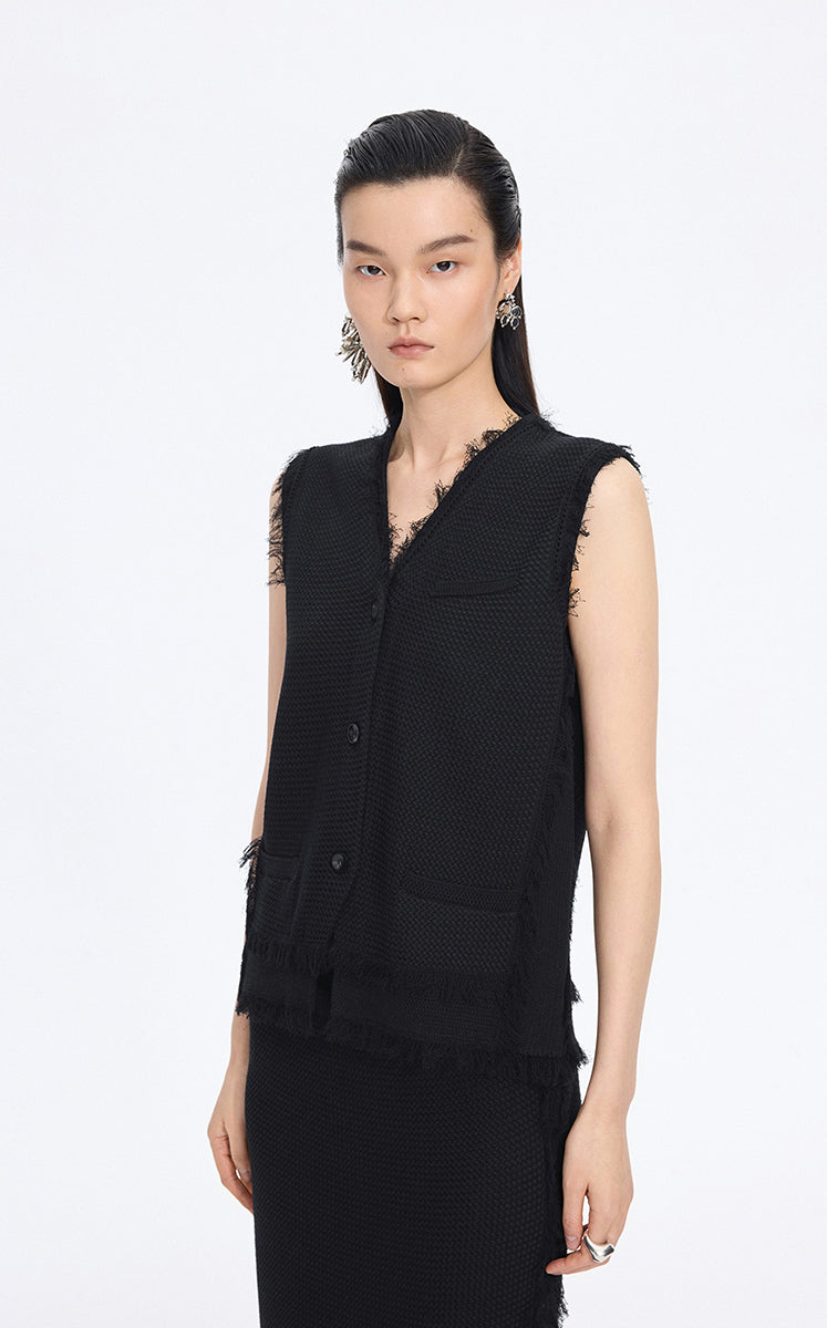 Vest / JNBY Cotton Knit Layering Vest Black-1