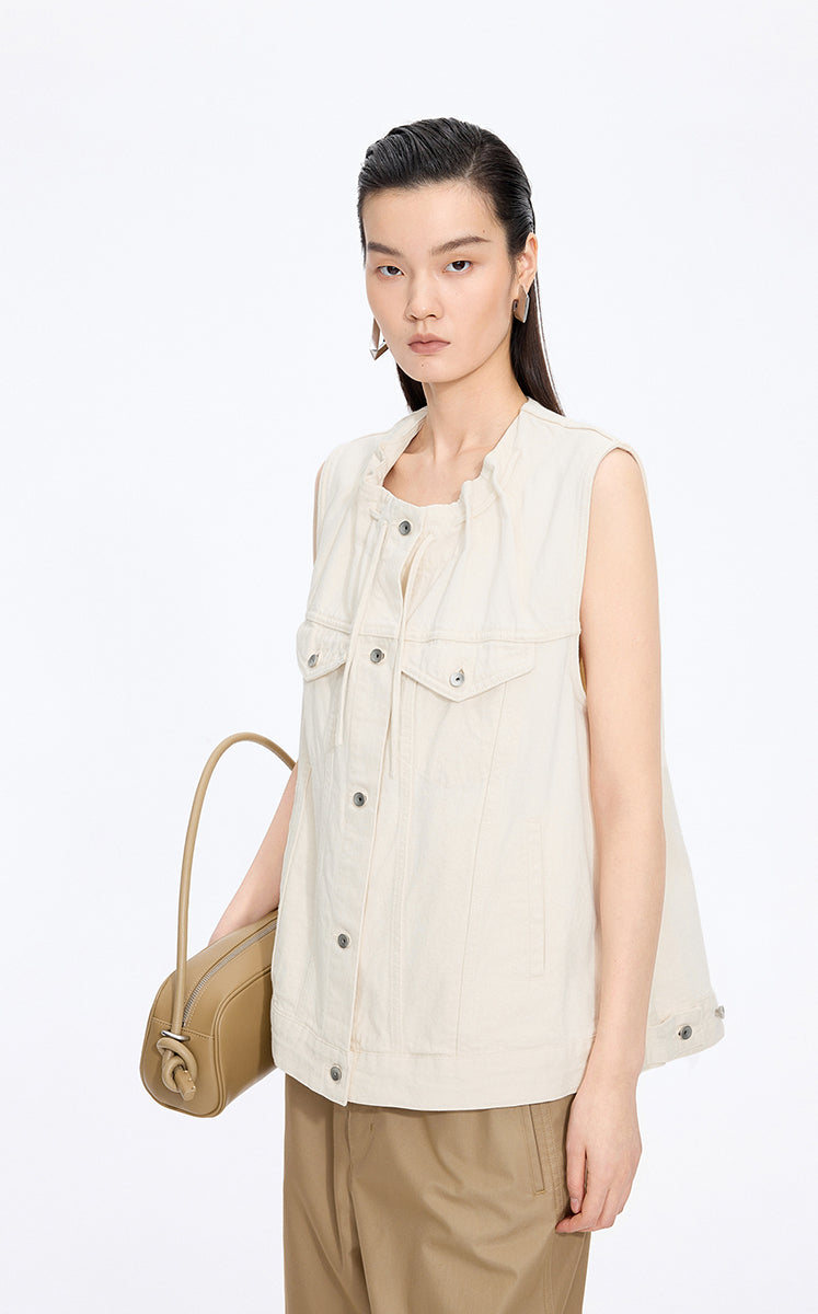 Vest / JNBY Drawstring Denim Mid-Length Vest Natural-1