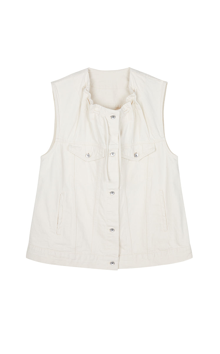 Vest / JNBY Drawstring Denim Mid-Length Vest Natural-1