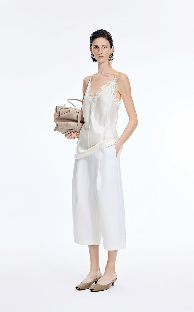 Vest / JNBY Lace Trim Acetate Blend Camisole Tank Light Beige-2