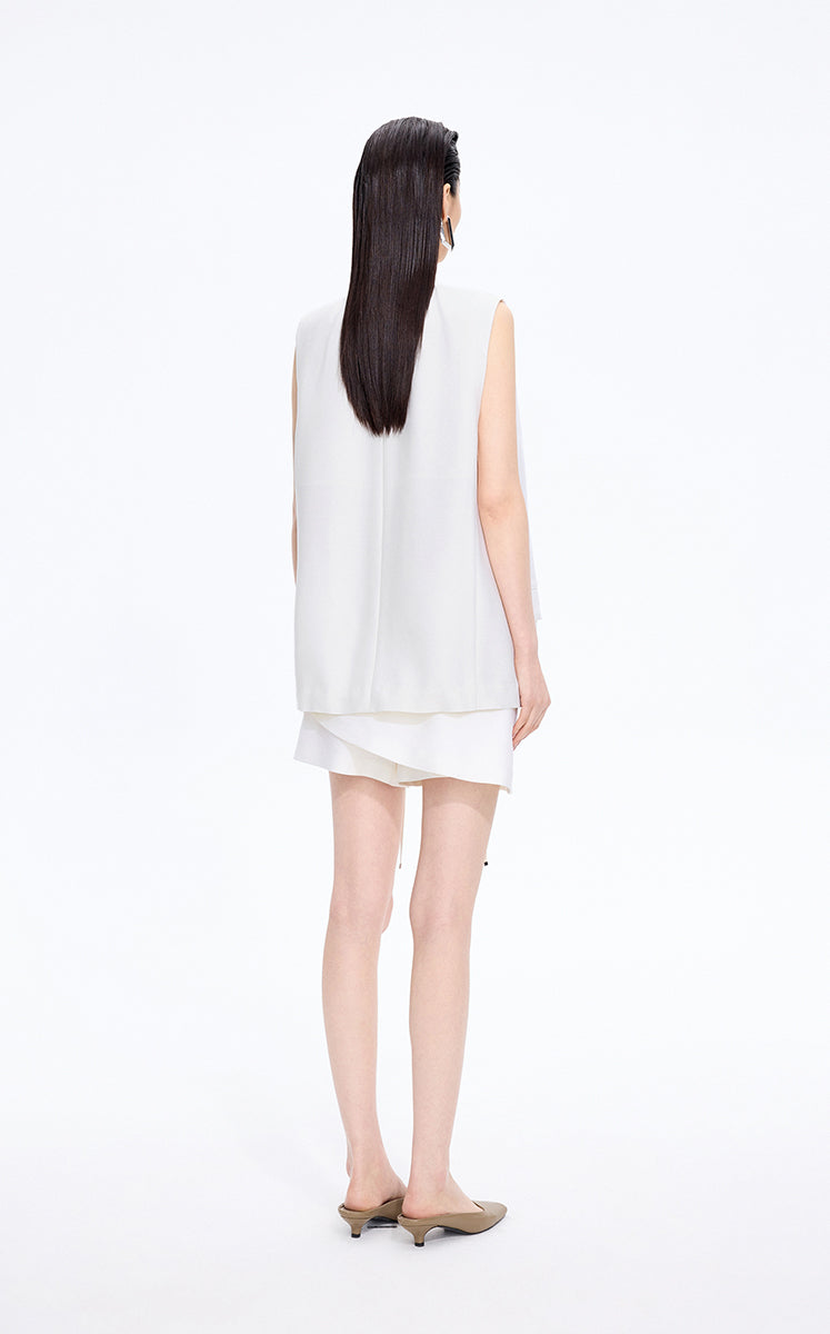 Vest / JNBY Sculptural Drawstring Neckline Vest Off White-2