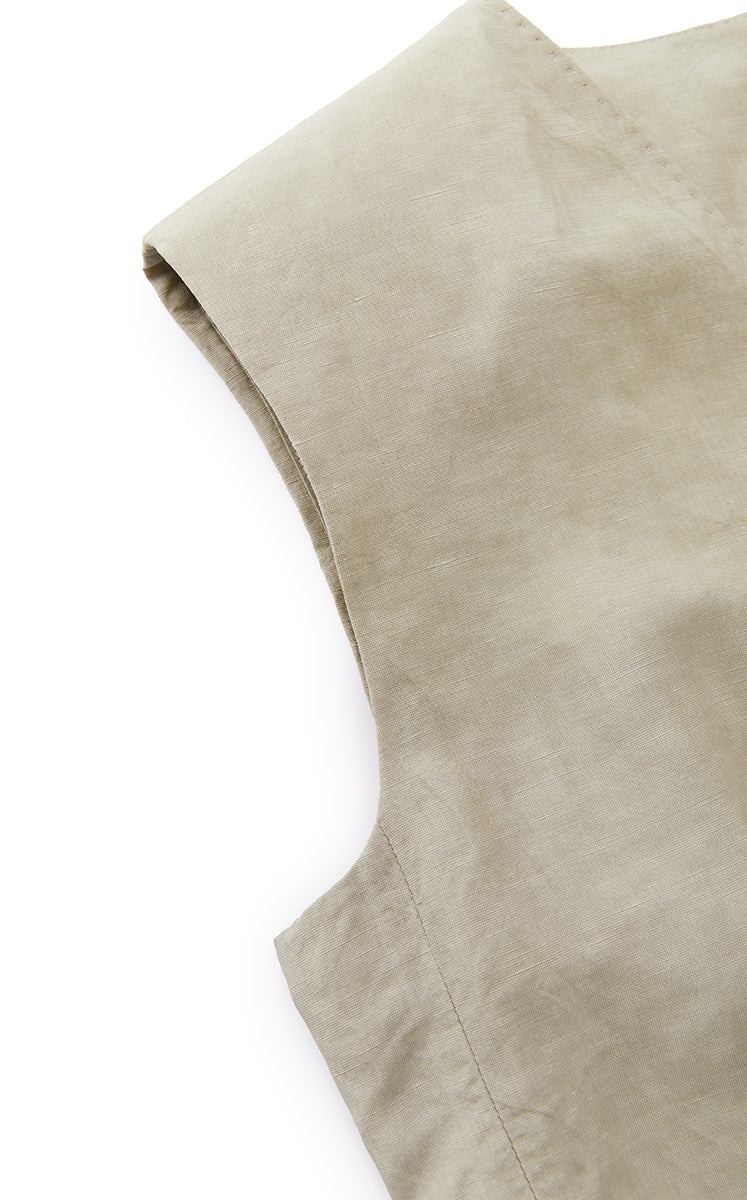Vest / JNBY Textured Linen Blend Cropped Vest Light Olive-1