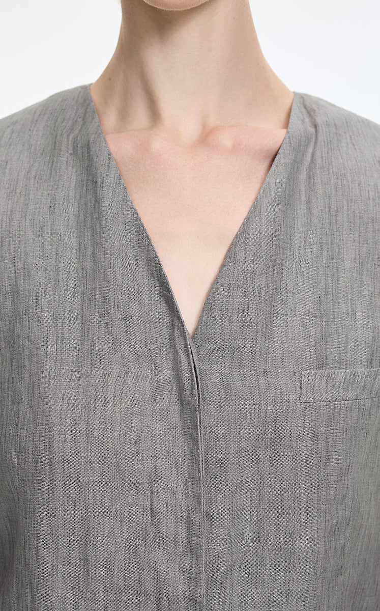 Vest / JNBY Textured Linen Blend Cropped Vest Light Grey Marl-3