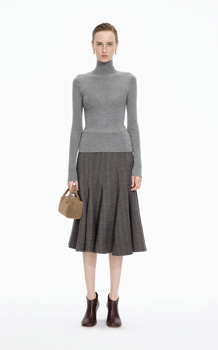 Sweater / JNBY Fitted Wool Turtleneck Pullover Grey