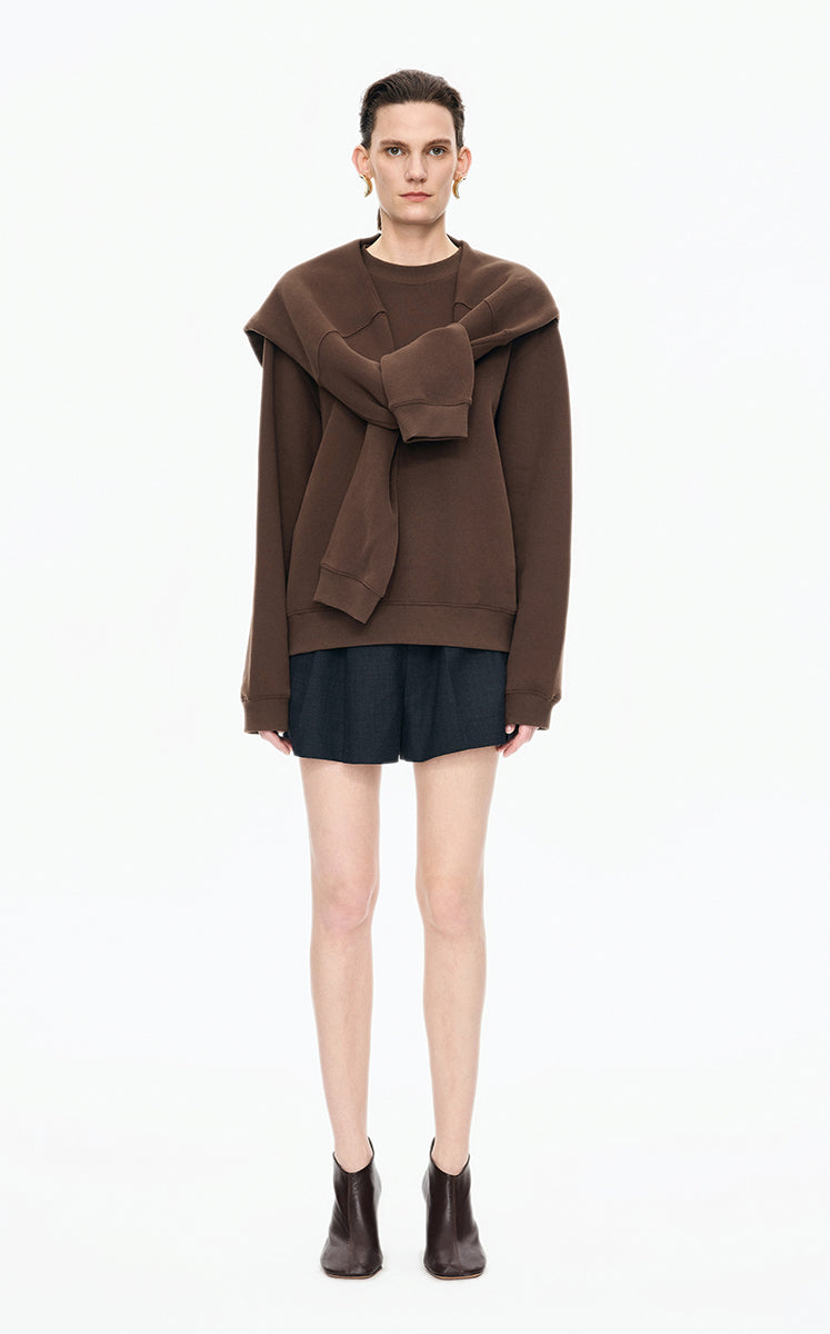 Sweatshirt / JNBY Oversized Cotton Pullover Brown