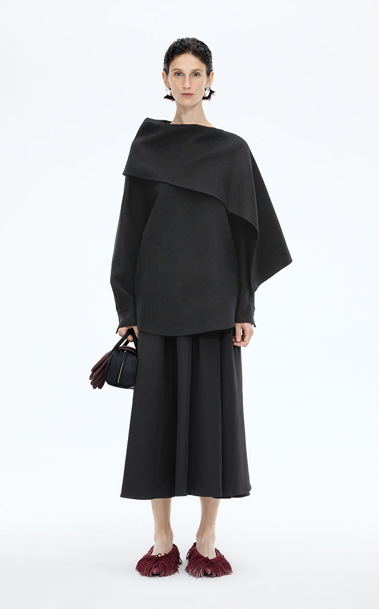 Coat / JNBY Relaxed Wool Silk Blend Jacket Black