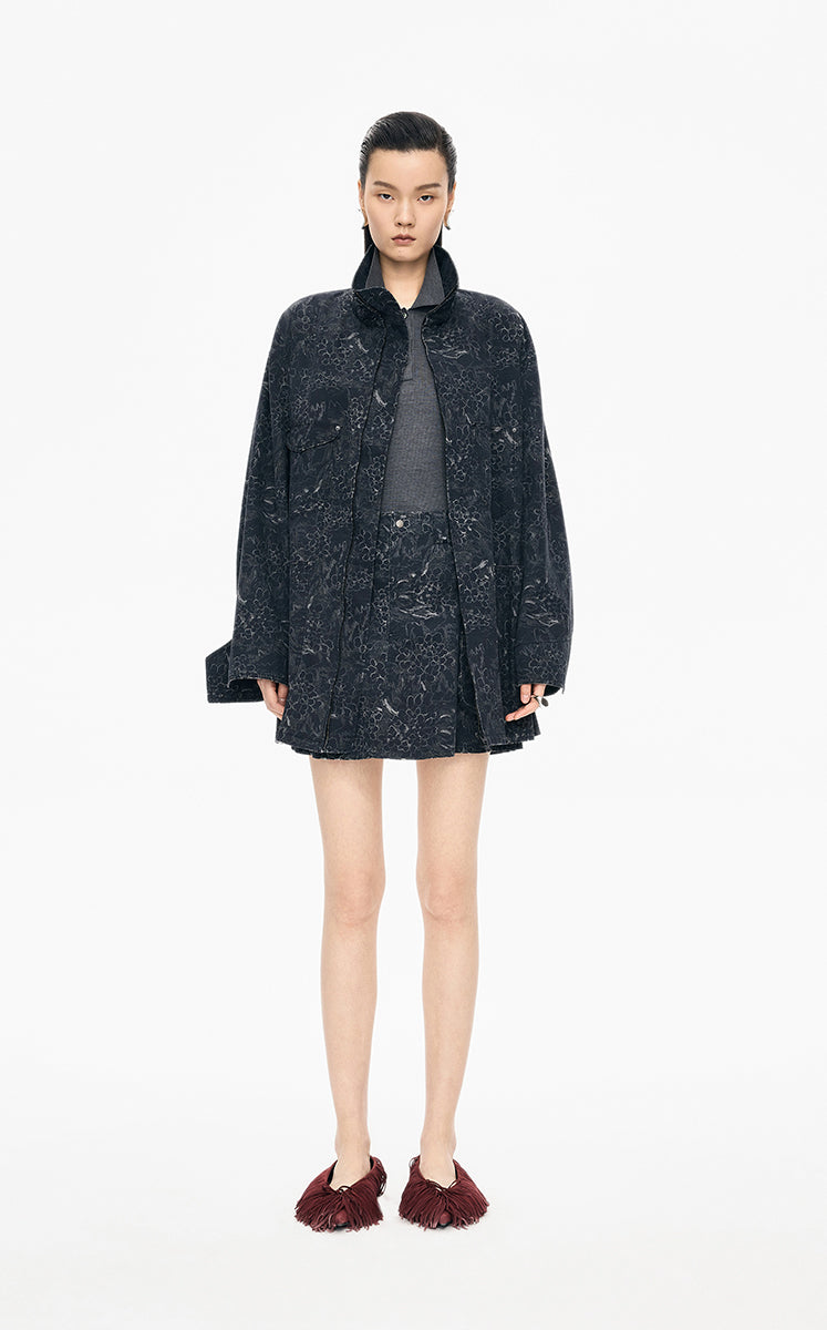 Jacket / JNBY Colored Pencil Floral Oversized Cotton Jacket Black