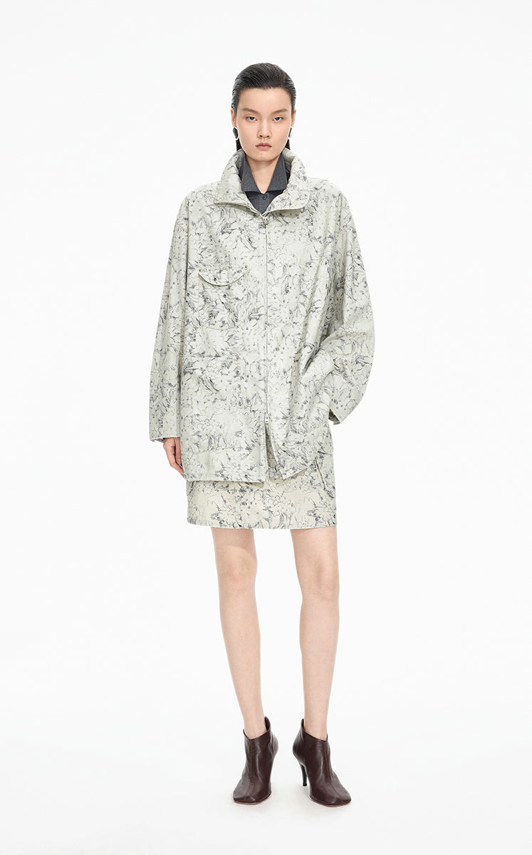 Jacket / JNBY Colored Pencil Floral Oversized Cotton Jacket White