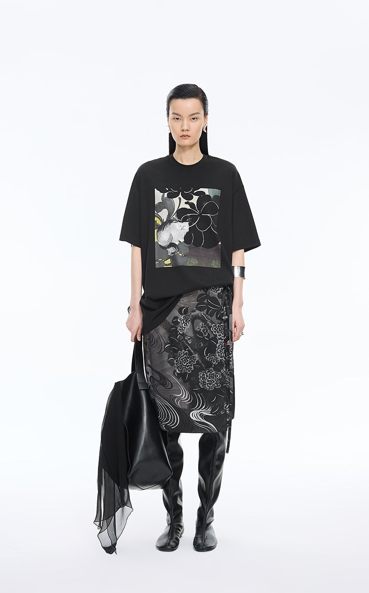T-Shirt / JNBY Shadows Art Cotton Tee black