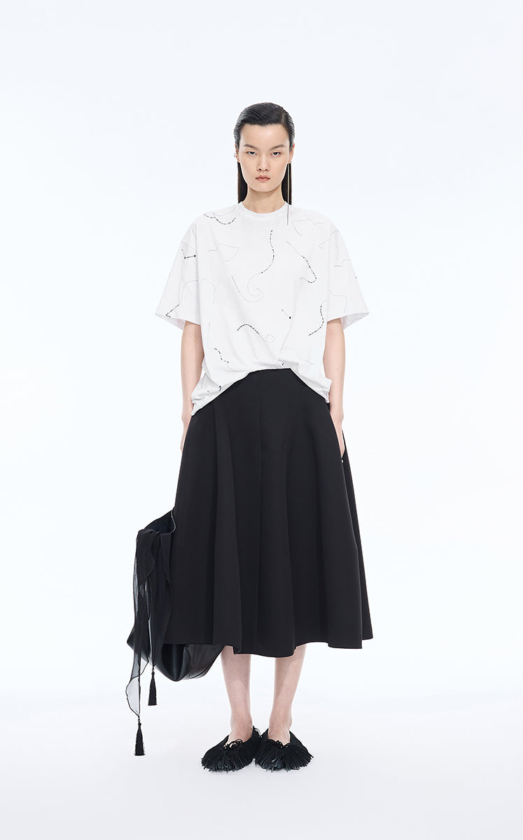 T-Shirt / JNBY Asymmetric Oversized Cotton Tee White