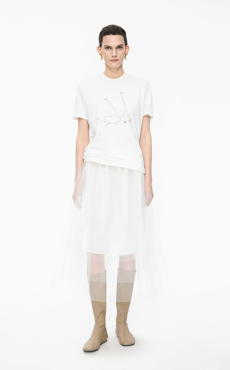 T-Shirt / JNBY Graphic Comic Cotton Tee white