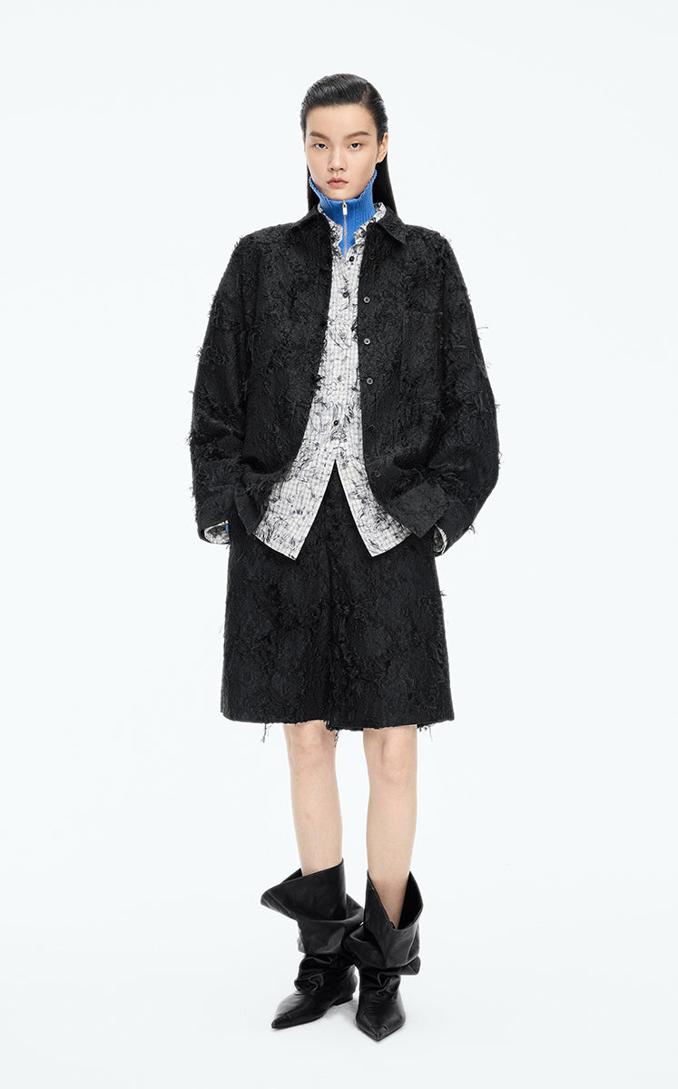 Shirt / JNBY Oversized Textured Jacquard Weave Shirt Black