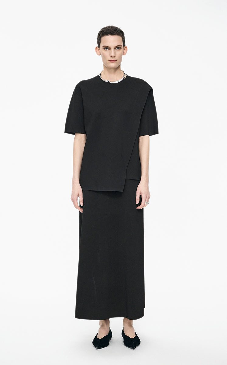 Sweater / JNBY Loose Asymmetric Short Sleeves Pullover Black