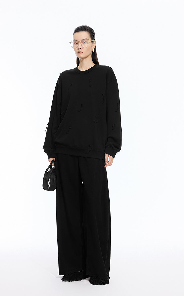Sweatshirt / JNBY Loose Cotton Fringe Sweatshirt