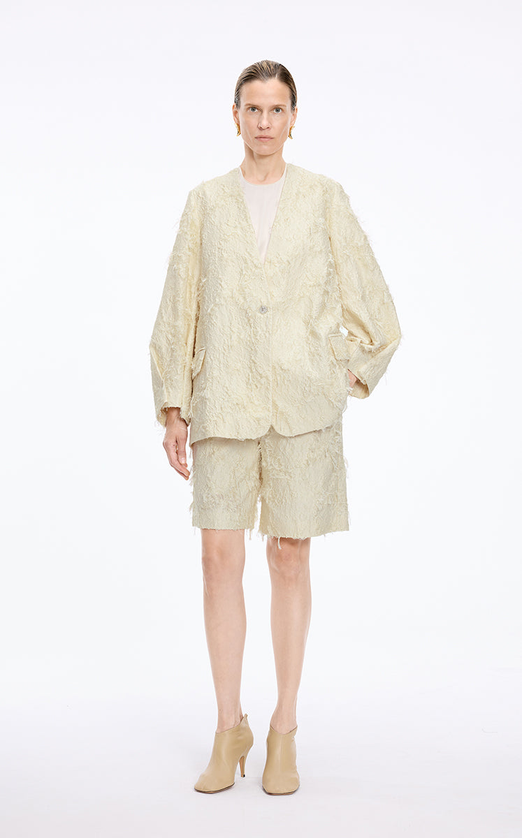 Blazer / JNBY Oversized 3D Jacquard Collarless Blazer Brown