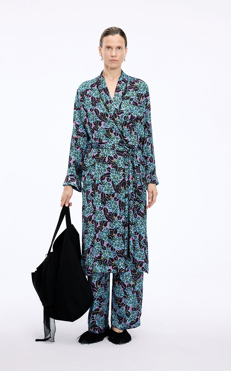 Coat / JNBY Floral Print Longline Trench Coat purple