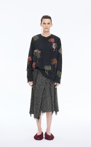 Skirt / JNBY Textured A-Line Midi Skirt Black