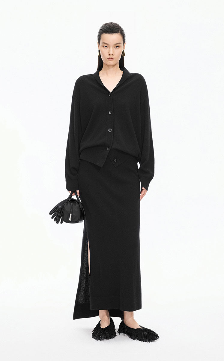 Sweater / JNBY Wool Cashmere Blend Longline Cardigan Black