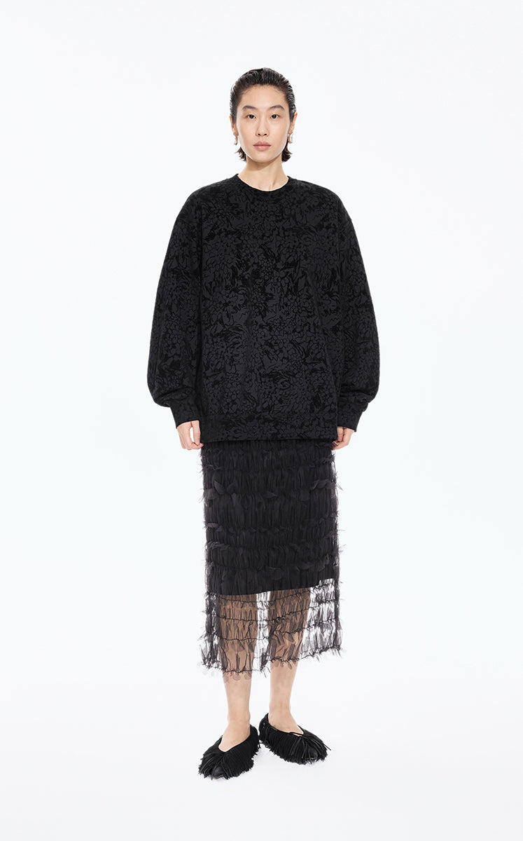 Sweatshirt / JNBY Oversized Flocked Floral Detail Pullover