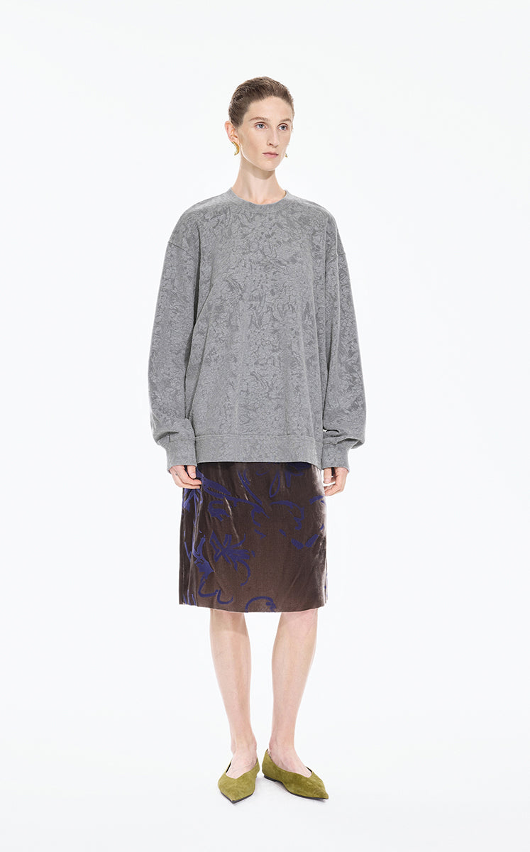 Sweatshirt / JNBY Oversized Flocked Floral Detail Pullover