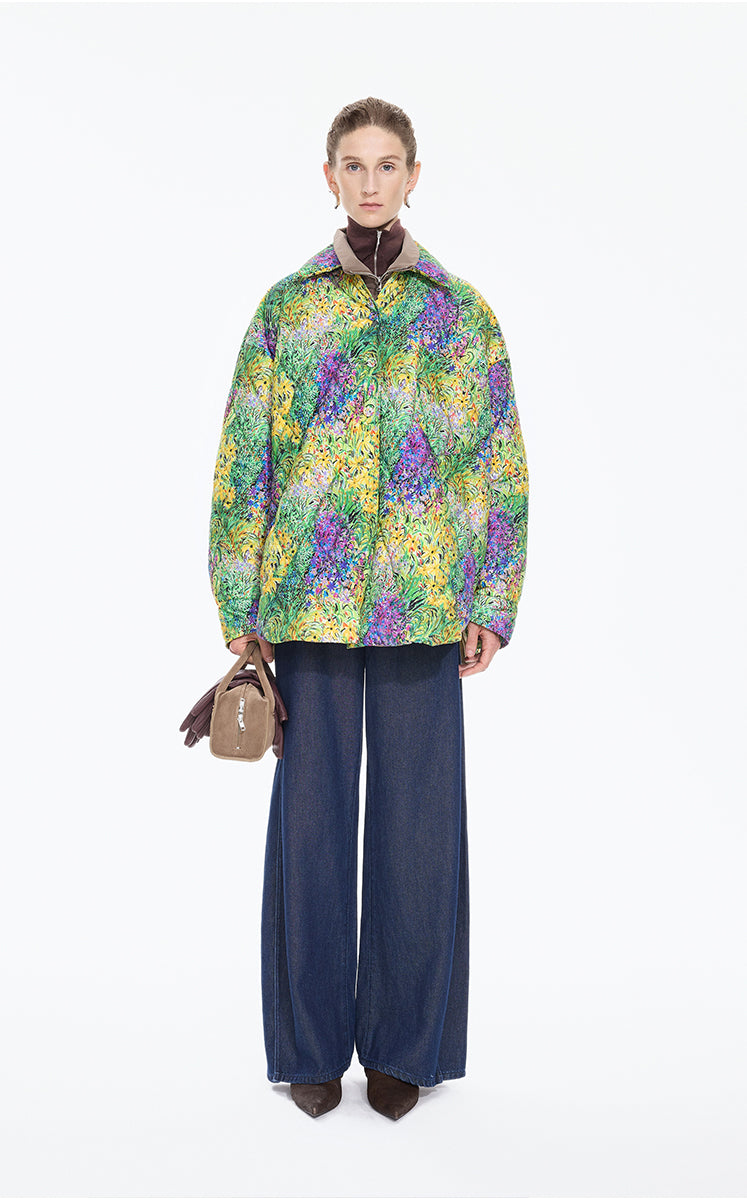 Coat / JNBY Oversized Quilted Shirt Puffer Green