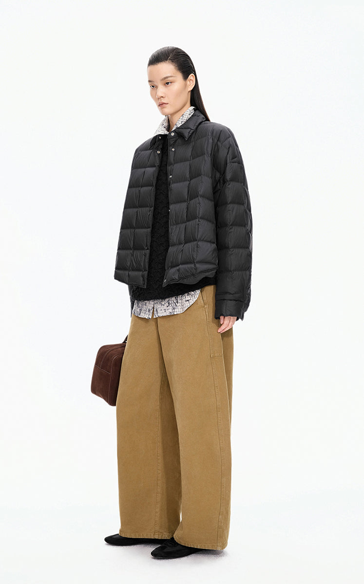 Down Coat / JNBY Oversized Short Goose Down Coat Black