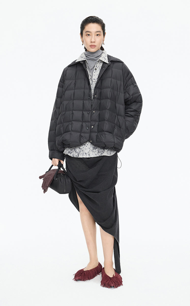 Down Coat / JNBY Oversized Mid-Length Down Coat Black