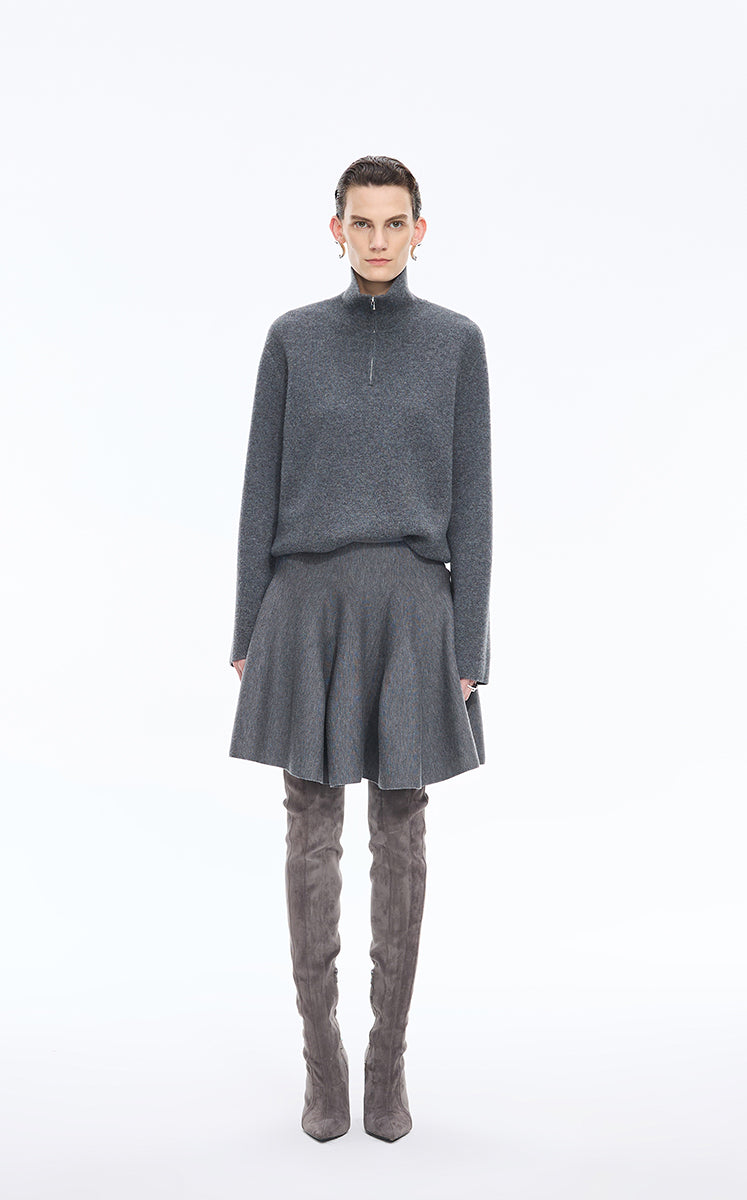Skirt / JNBY Wool Blend A-Line Mini Skirt Grey