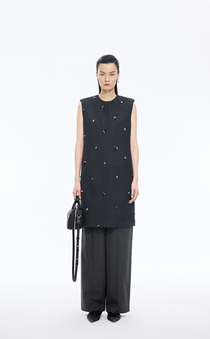 Pants / JNBY Straight-Leg Double-Waist Wool Trousers Black