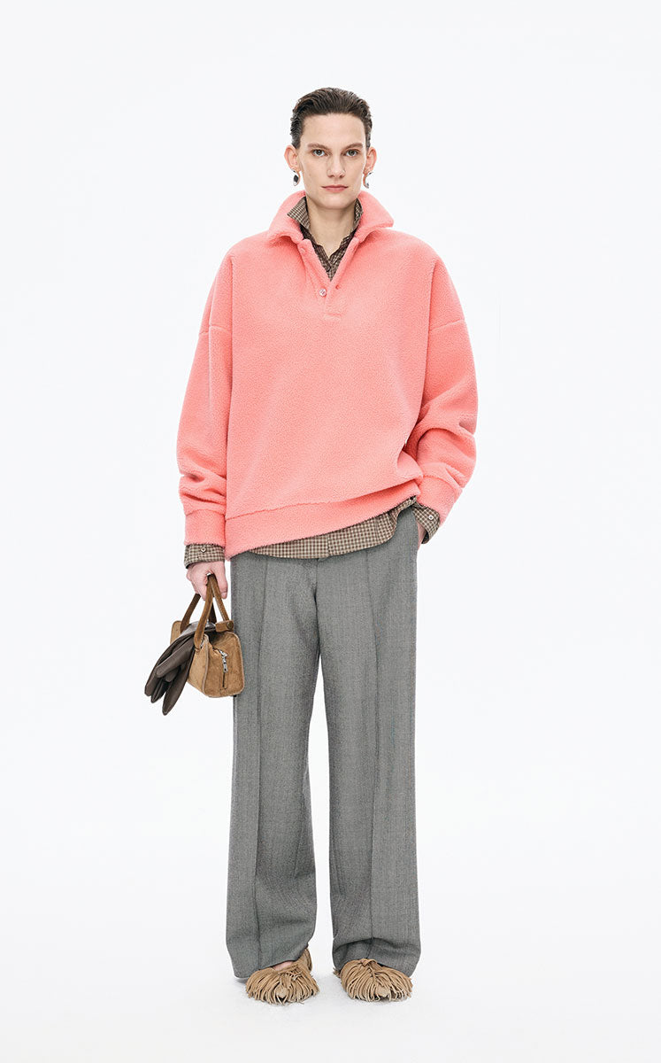 Sweatshirt / JNBY Oversized Fleece Texture Pullover Pink