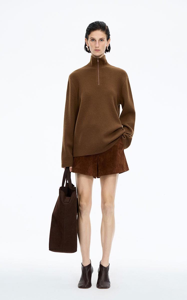 Sweater / JNBY Half-Zip Wool-Cashmere Blend Pullover Tea