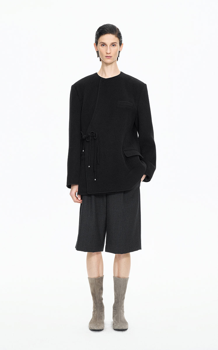 Coat / JNBY Double-Faced Collarless Wool Blend Coat