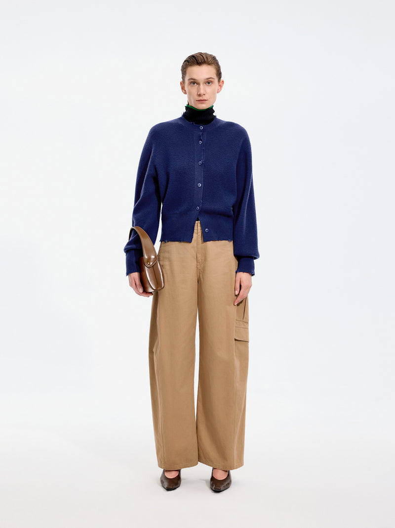 Cardigan / JNBY Wool Cashmere Blend Cropped Knit Ink Blue
