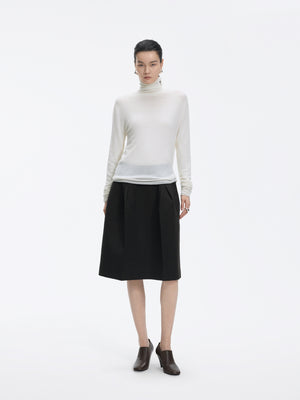 Sweater / JNBY Merino Wool Ribbed Turtleneck Natural White