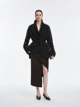 Cardigan / JNBY Wool Cashmere Blend Jacquard Open Front Sweater
