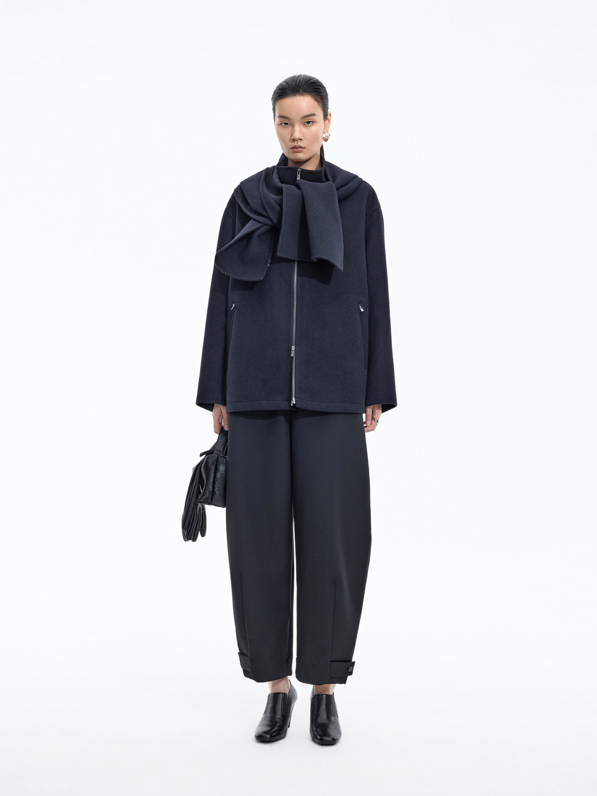 Jacket / JNBY Oversized Wool Blend Double-Face Coat Black
