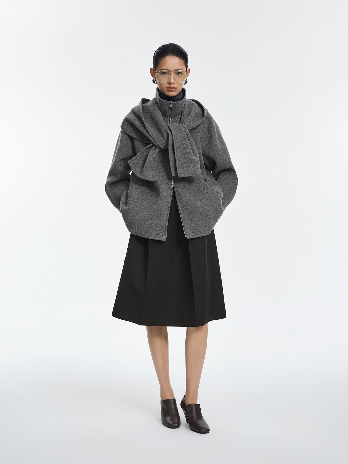 Jacket / JNBY Oversized Wool Blend Double-Face Coat Medium Heather Gray