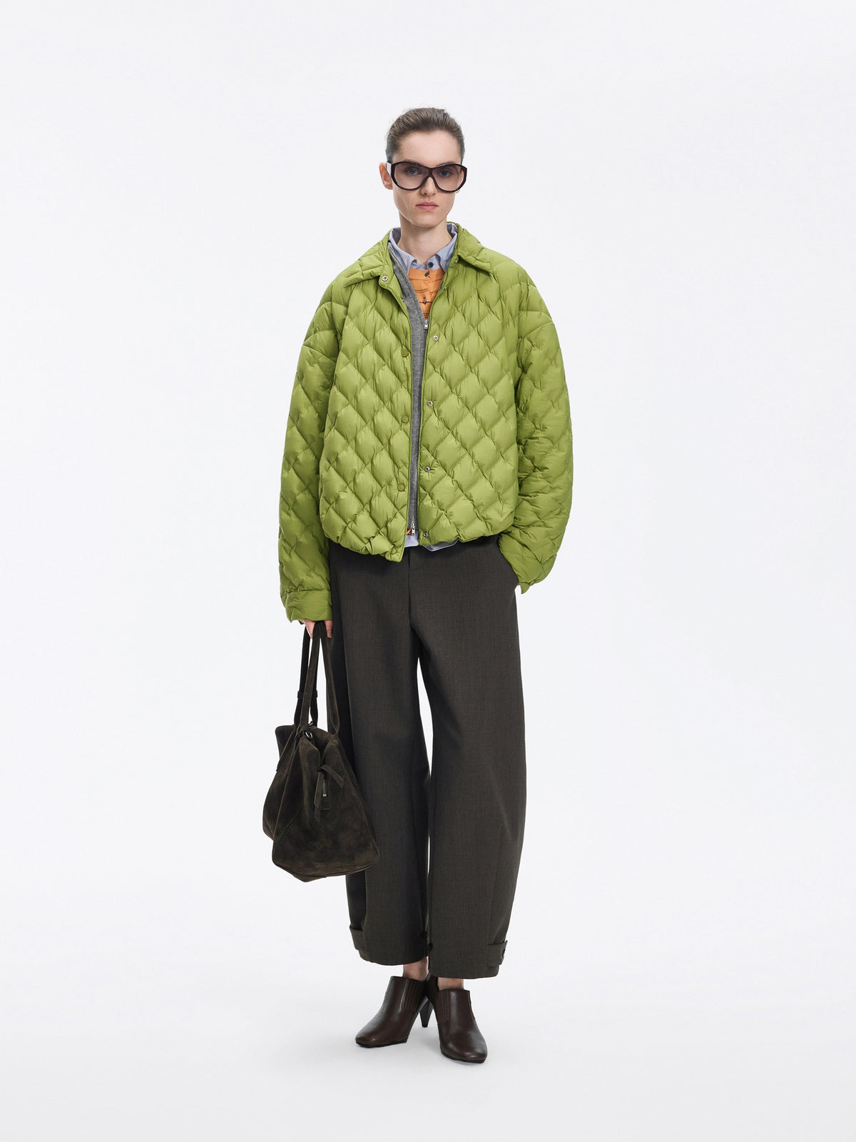 Jacket / JNBY Oversized Short Down Coat with 95% White Goose Down 青芥色