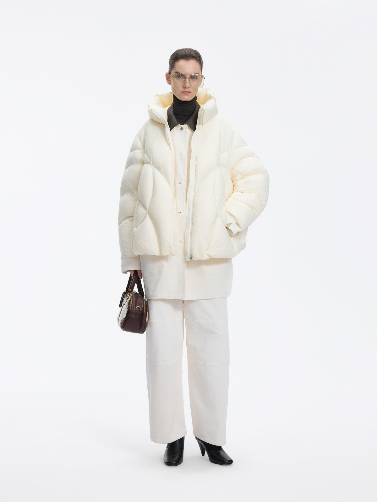 Jacket / JNBY Oversized Hooded Down Puffer Ivory White